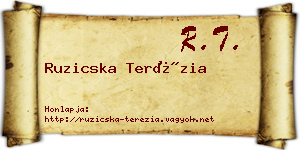 Ruzicska Terézia névjegykártya